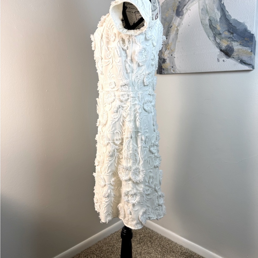 Gianni Bini White Threaded Floral Dress Size 6 Off-Shoulder Festive Bridal Style - Picture 8 of 13